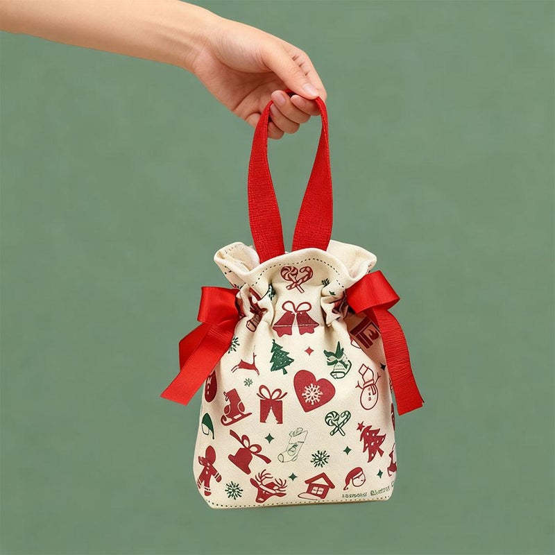 1PC Christmas Canvas Drawstring Bag Cute Christmas Pattern Candy Cookie Gift Bag 2026 Xmas Party Gift Packaging Storage Bag (6#) - Image 5